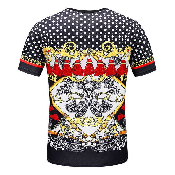 design short t-shirt summer fashion versatile round neck shirt half sleeve men's breathable big brother, White;black
design short t-shirt summer fashion versatile round neck shirt half sleeve men's breathable big brother, White;black