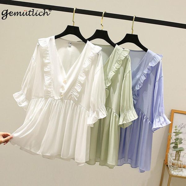 women's blouses & shirts gemutlich women big size ruffles short sleeved blouse loose v-neck collar casual shirt pullover xl-4xl fashion, White
women's blouses & shirts gemutlich women big size ruffles short sleeved blouse loose v-neck collar casual shirt pullover xl-4xl fashion, White