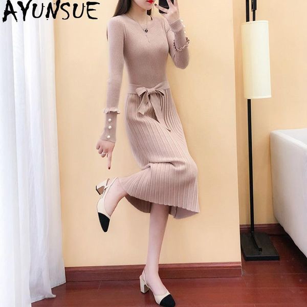 casual dresses ayunsue autumn winter knitted dress women long sweater elegant fashion sleeve korean pleated vestido kj4085, Black;gray
casual dresses ayunsue autumn winter knitted dress women long sweater elegant fashion sleeve korean pleated vestido kj4085, Black;gray