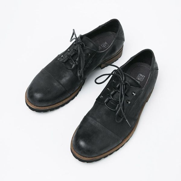 british men's leather casual shoes fashion lace up hand made pleated round head retro punk dress, Black
british men's leather casual shoes fashion lace up hand made pleated round head retro punk dress, Black