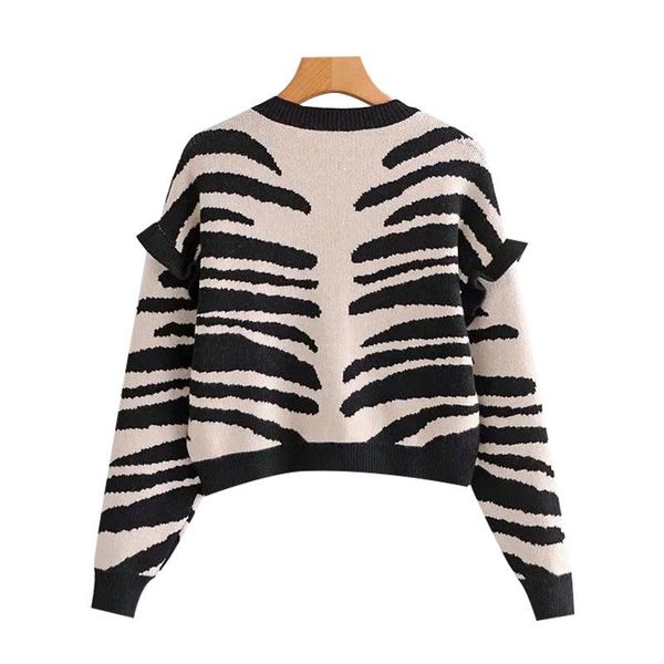 women's knits & tees women 2021 fashion zebra print ruffled cropped knitted cardigan sweater chic y2k vintage long sleeve female outer, White
women's knits & tees women 2021 fashion zebra print ruffled cropped knitted cardigan sweater chic y2k vintage long sleeve female outer, White