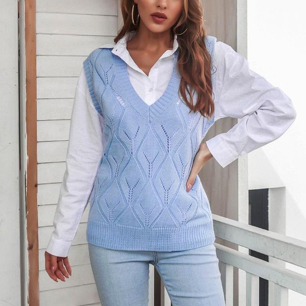 women's sweaters knit long sleeves all match solid color sleeveless loose knitted pullovers winter sweater vest korean fashion, White;black
women's sweaters knit long sleeves all match solid color sleeveless loose knitted pullovers winter sweater vest korean fashion, White;black