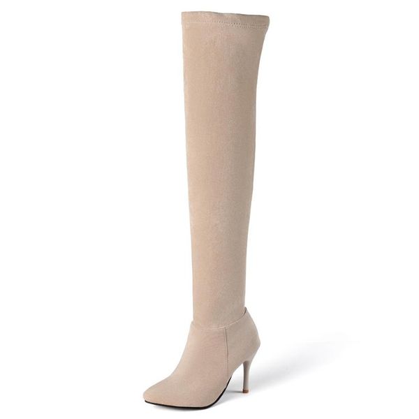 boots wine glass heel high stretch over the knee pointed toe super stiletto flock warm shoes, Black
boots wine glass heel high stretch over the knee pointed toe super stiletto flock warm shoes, Black