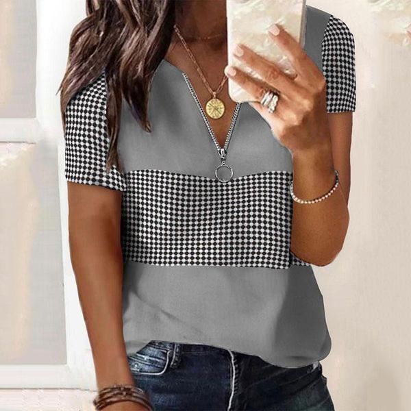 summer women casual short sleeve tee shirts daily wear zipper design polkadot print colorblock t-shirt ninimour women's, White
summer women casual short sleeve tee shirts daily wear zipper design polkadot print colorblock t-shirt ninimour women's, White