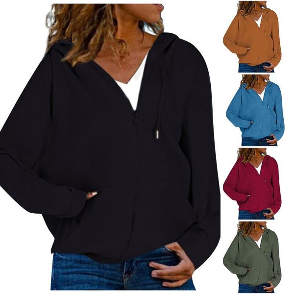 women's jackets ladies casual loose sweater outdoor shopping long-sleeved hooded with pocket zipper pure color jacket, Black;brown
women's jackets ladies casual loose sweater outdoor shopping long-sleeved hooded with pocket zipper pure color jacket, Black;brown