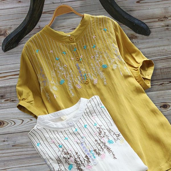 women shirts vintage embroidery blouse casual button short sleeve linen shirt womens and blouses camisas mujer, White
women shirts vintage embroidery blouse casual button short sleeve linen shirt womens and blouses camisas mujer, White