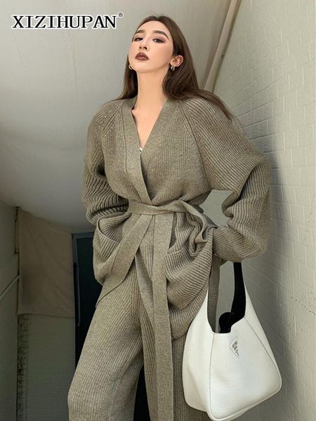 women's two piece pants xizihupan temperament set women v neck long sleeve lace up sweater high waist wide leg pant solid suits 2021 cl, White
women's two piece pants xizihupan temperament set women v neck long sleeve lace up sweater high waist wide leg pant solid suits 2021 cl, White