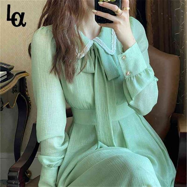french retro dress casual ruffled collar long sleeve vintage bow solid fairy chic party onepiece women korean style 210519, Black;gray
french retro dress casual ruffled collar long sleeve vintage bow solid fairy chic party onepiece women korean style 210519, Black;gray