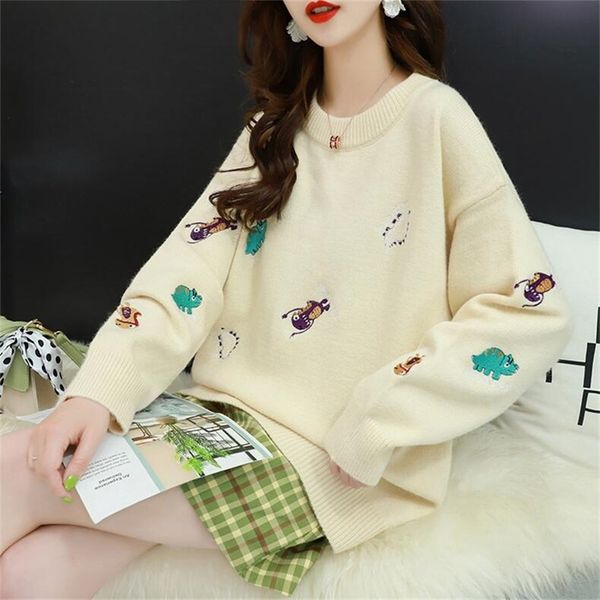loose head long-sleeved solid color cartoon sweater female autumn wild jacket shirt korean version 210427, White;black
loose head long-sleeved solid color cartoon sweater female autumn wild jacket shirt korean version 210427, White;black