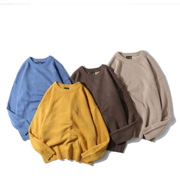 boutique sweater chao brand men's round neck pullover solid color loose style in autumn and winter of 2021, White;black
boutique sweater chao brand men's round neck pullover solid color loose style in autumn and winter of 2021, White;black