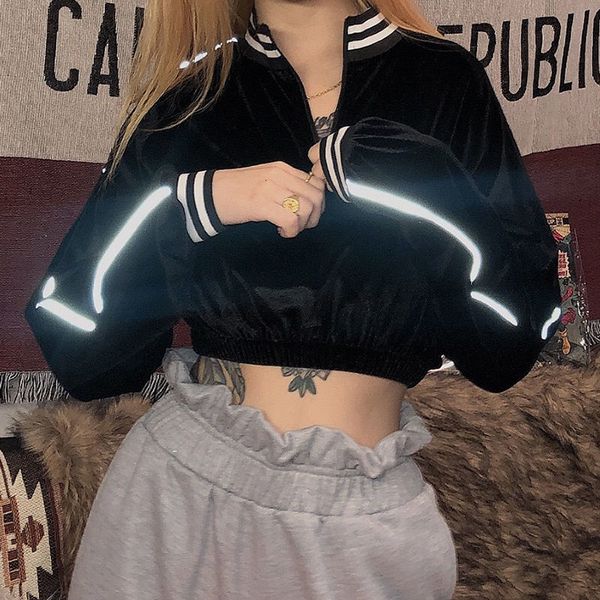women's hoodies & sweatshirts black short bare midriff loose reflective lines high waist jazz performance hip-hop womens long slee
women's hoodies & sweatshirts black short bare midriff loose reflective lines high waist jazz performance hip-hop womens long slee