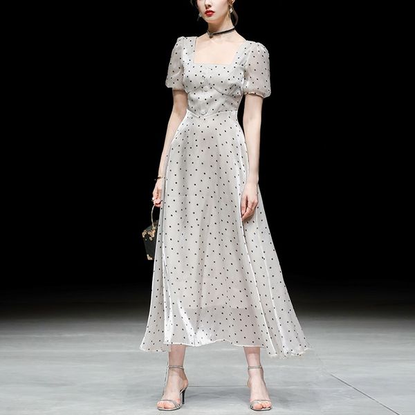llzacoosh elegant designer summer women's square collar puff sleeve dot hight waist slim party a line long dress 210514, Black;gray
llzacoosh elegant designer summer women's square collar puff sleeve dot hight waist slim party a line long dress 210514, Black;gray