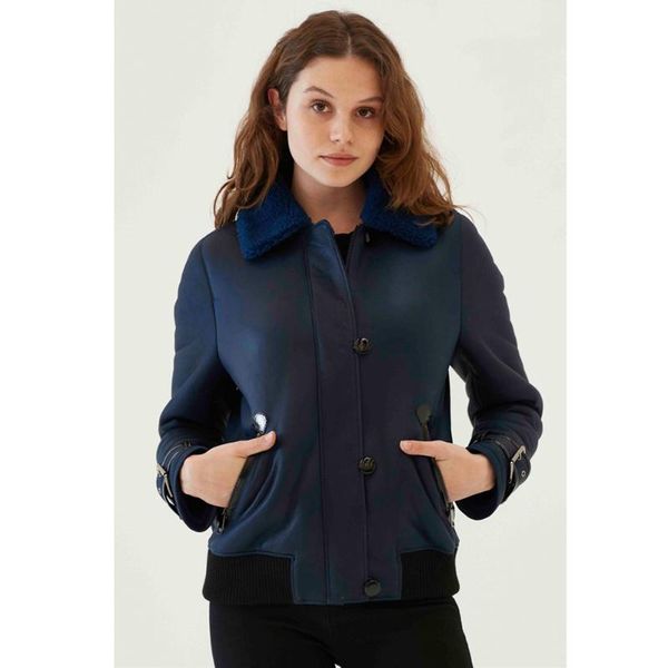women's leather & faux womens admiral shearling jacket turkey wool coat college outwear short fur blue, Black
women's leather & faux womens admiral shearling jacket turkey wool coat college outwear short fur blue, Black
