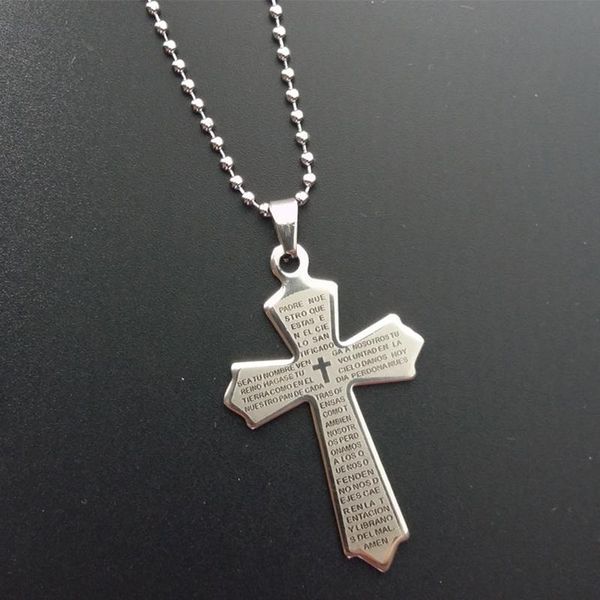 pendant necklaces cross necklace men's stainless steel gold chain christian scriptures hip hop large jewelry for neck, Silver
pendant necklaces cross necklace men's stainless steel gold chain christian scriptures hip hop large jewelry for neck, Silver