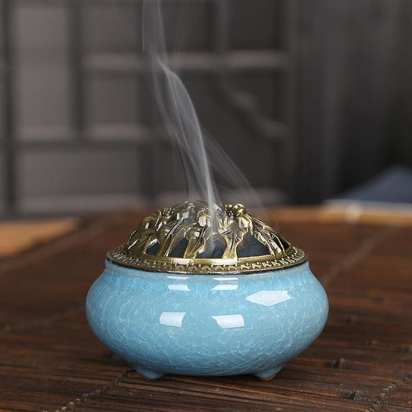 fragrance lamps ceramic censer creative home decor celadon burner copper cover ice cracker incense cones stick
fragrance lamps ceramic censer creative home decor celadon burner copper cover ice cracker incense cones stick
