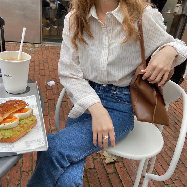 women's blouses & shirts hzirip chic outwear students stylish streetwear loose 2021 striped women geometric retro all match casual kore, White
women's blouses & shirts hzirip chic outwear students stylish streetwear loose 2021 striped women geometric retro all match casual kore, White