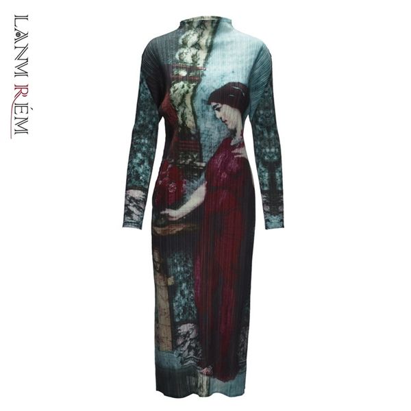 women's personality printed pleated dress famale spring summer casual three quarter sleeve elastic yj314 210507, Black;gray
women's personality printed pleated dress famale spring summer casual three quarter sleeve elastic yj314 210507, Black;gray