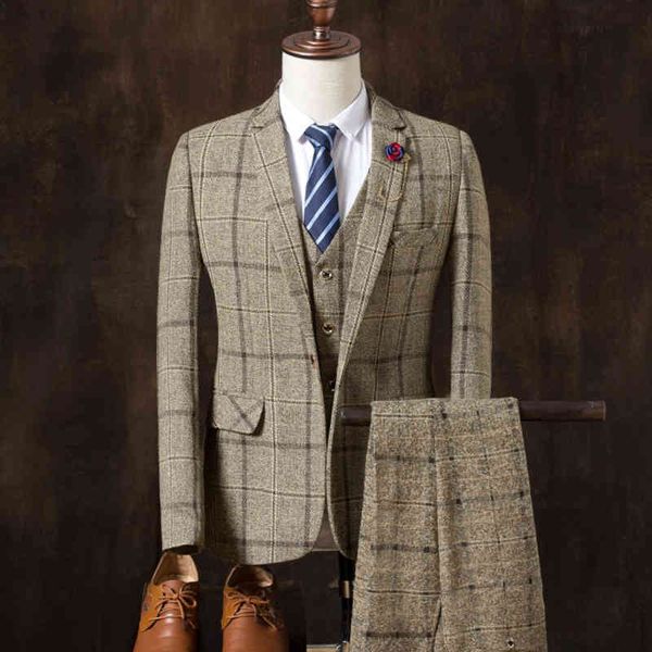 men's suits & blazers classic practical menswear 3 pieces vintage silk plaid designer suit custom exquisite jacket + vest pants, White;black
men's suits & blazers classic practical menswear 3 pieces vintage silk plaid designer suit custom exquisite jacket + vest pants, White;black