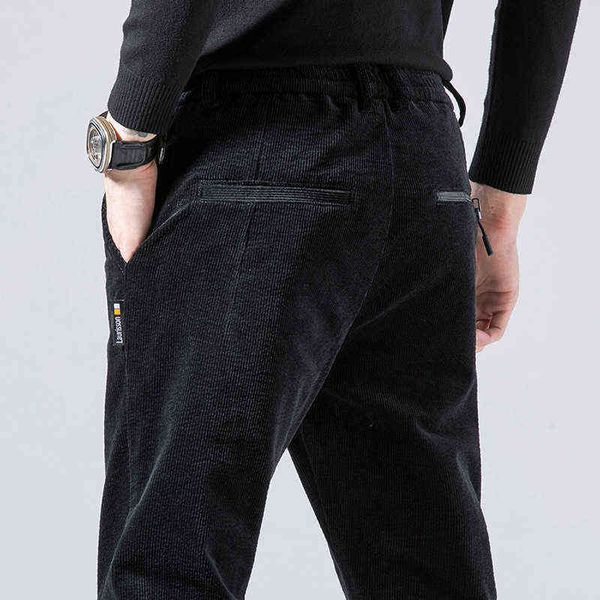 men's jeans autumn corduroy 2021 winter casual korean slim fit small straight men's pants, Blue