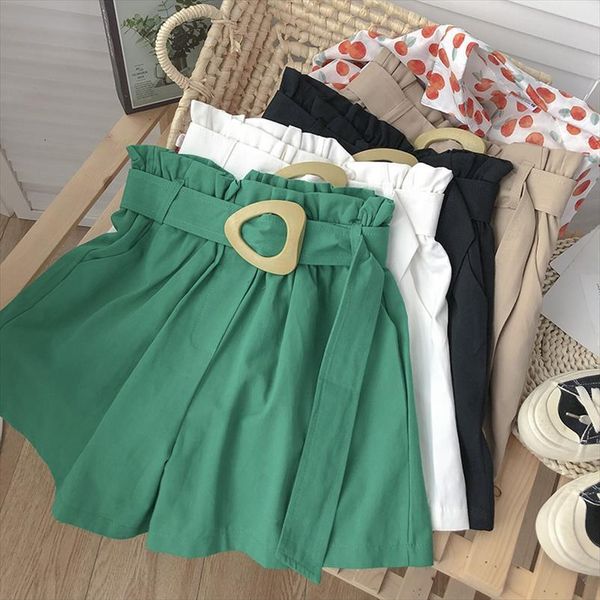 fashion high waist casual women short sashes belted solid color loose pockets, White;black
fashion high waist casual women short sashes belted solid color loose pockets, White;black