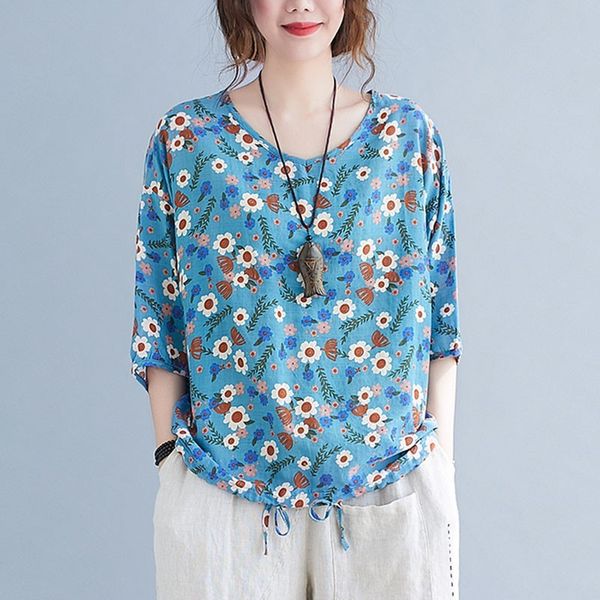women summer casual t-shirts new arrival simple style vintage v-neck floral print loose comfortable female tees s3674 210412, White
women summer casual t-shirts new arrival simple style vintage v-neck floral print loose comfortable female tees s3674 210412, White