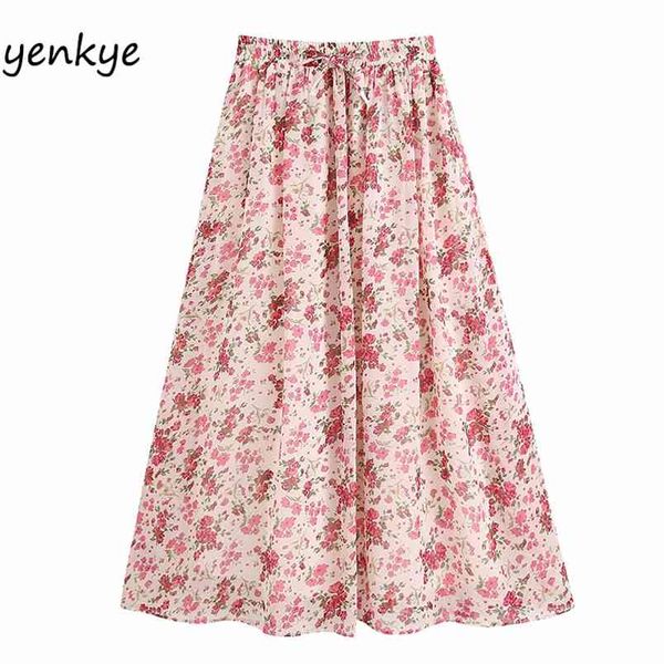 sweet floral print skirt women drawstring elastic high waist a-line long elegant lady summer chiffon faldas mujer 210514, Black
sweet floral print skirt women drawstring elastic high waist a-line long elegant lady summer chiffon faldas mujer 210514, Black