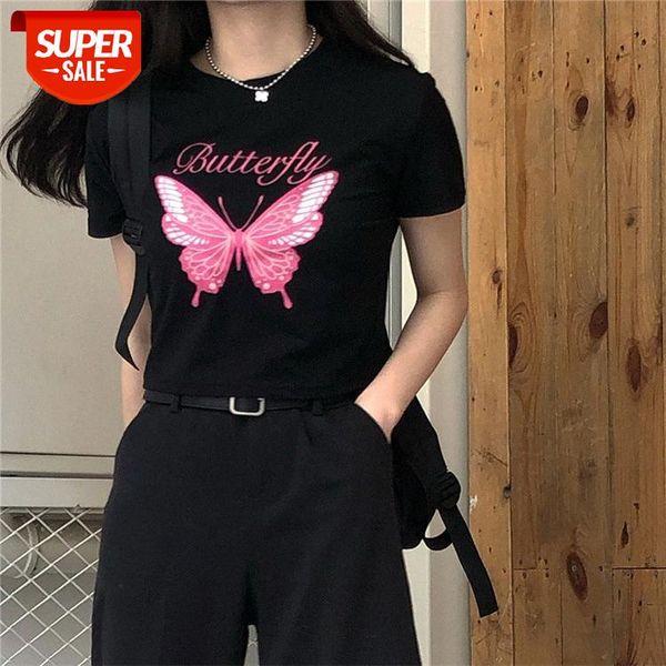 butterfly print round neck student short-sleeved t-shirt women's chic korean version of the short umbilical bottoming shirt tide #2y14, White
butterfly print round neck student short-sleeved t-shirt women's chic korean version of the short umbilical bottoming shirt tide #2y14, White