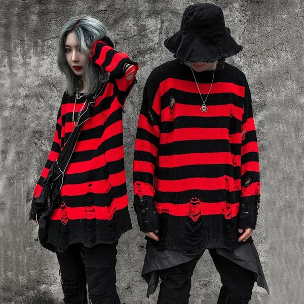 men's sweaters men cut hole stripe sweater couple korean oversized hip-hop lazy style knitting round-neck red pullover fashion streetwe, White;black
men's sweaters men cut hole stripe sweater couple korean oversized hip-hop lazy style knitting round-neck red pullover fashion streetwe, White;black