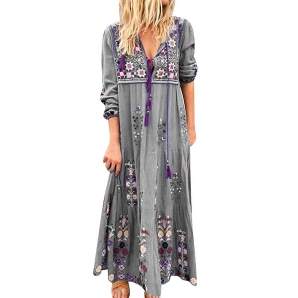 casual dresses women plus size v neck dress fashion print lace up long sleeve boho party maxi vestidos verano 2021 #g3, Black;gray
casual dresses women plus size v neck dress fashion print lace up long sleeve boho party maxi vestidos verano 2021 #g3, Black;gray