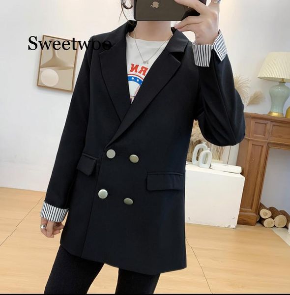 casual double breasted women jackets notched collar spring blazer jacket autumn female outerwear elegant ladies coat 2021 women's suits, White;black
casual double breasted women jackets notched collar spring blazer jacket autumn female outerwear elegant ladies coat 2021 women's suits, White;black