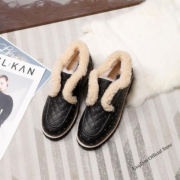 boots ankle women sheepskin leather snow round toe warm wool slip-on ladies winter fur rivet shoes handmade, Black
boots ankle women sheepskin leather snow round toe warm wool slip-on ladies winter fur rivet shoes handmade, Black