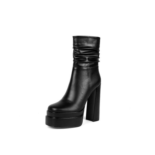 winter short boots women designer round toe block hight heel soft natural genuine leather party wedding fashion luxury platform lady warorwa, Black
winter short boots women designer round toe block hight heel soft natural genuine leather party wedding fashion luxury platform lady warorwa, Black