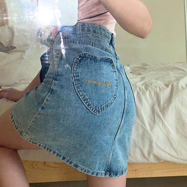 skirts high waist letter embroidery mini denim skirt women casual vintage heart pockets female bottom short 3 colors, Black
skirts high waist letter embroidery mini denim skirt women casual vintage heart pockets female bottom short 3 colors, Black