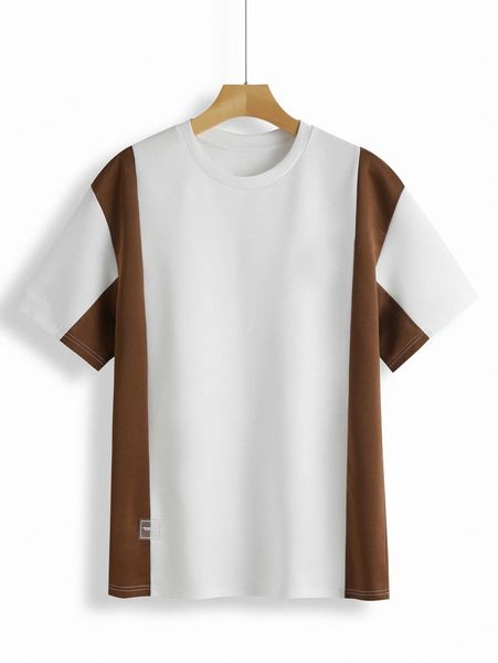 men two tone patch detail tee w35w#, White;black