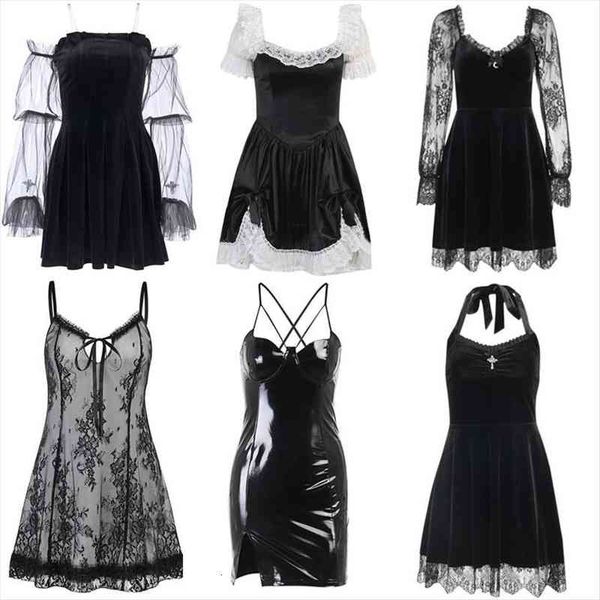 e girl grunge gothic women dress black mini lace trim high waist bodycon y2k 90s vintage punk lolita clothes, Black;gray
e girl grunge gothic women dress black mini lace trim high waist bodycon y2k 90s vintage punk lolita clothes, Black;gray