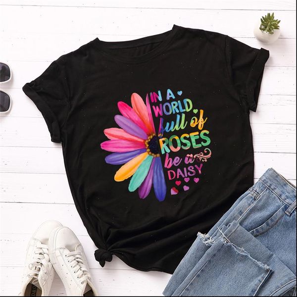 women t shirts plus size s 5xl colorful dasiy print shirt 100%cotton o neck short sleeve summer female, White
women t shirts plus size s 5xl colorful dasiy print shirt 100%cotton o neck short sleeve summer female, White