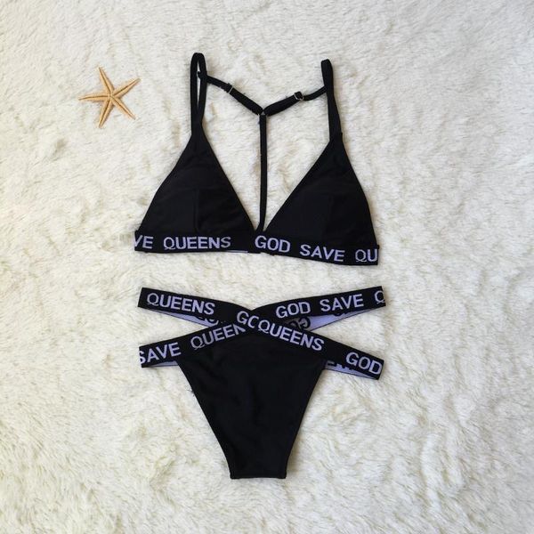 women's swimwear bikiniwomen's fashion solid color letter cross sling ladies swimsuit push-up beach bikini, White;black
women's swimwear bikiniwomen's fashion solid color letter cross sling ladies swimsuit push-up beach bikini, White;black
