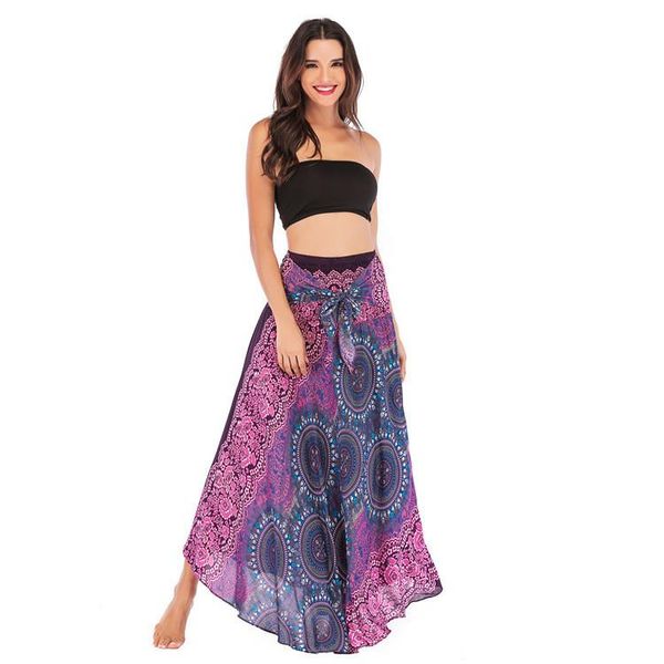 women long hippie bohemian gypsy boho flowers elastic waist floral halter skirt for ladies office saia skirts, Black
women long hippie bohemian gypsy boho flowers elastic waist floral halter skirt for ladies office saia skirts, Black