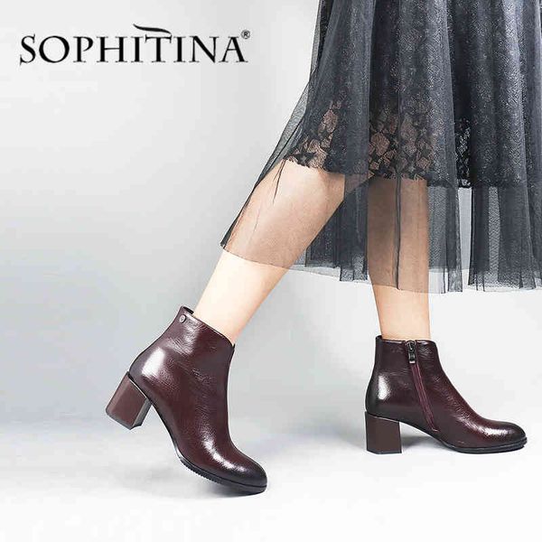 sophitina fashion special design boots genuine leather comfortable square heel women's shoes ankle boots pc374 210513, Black
sophitina fashion special design boots genuine leather comfortable square heel women's shoes ankle boots pc374 210513, Black