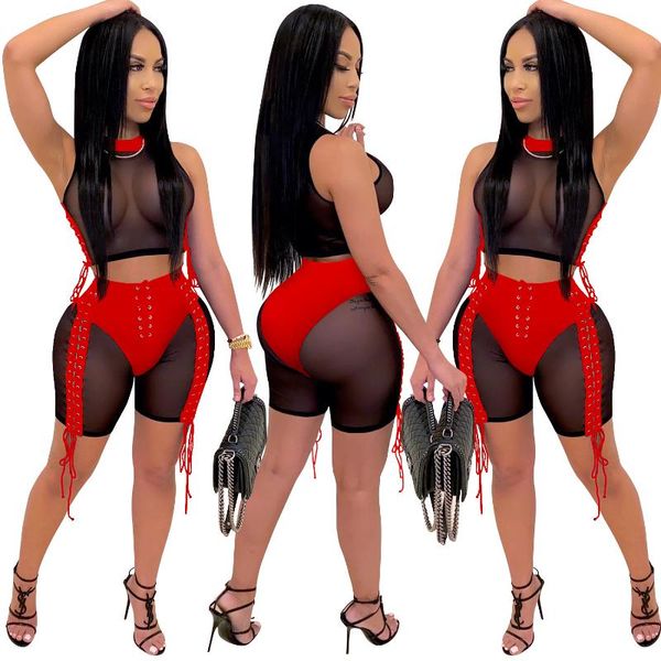 summer clothes for women fashion leisure nightclub see-through webbing bandage mesh two piece shorts suit wholesale drop women's tracks, Gray
summer clothes for women fashion leisure nightclub see-through webbing bandage mesh two piece shorts suit wholesale drop women's tracks, Gray