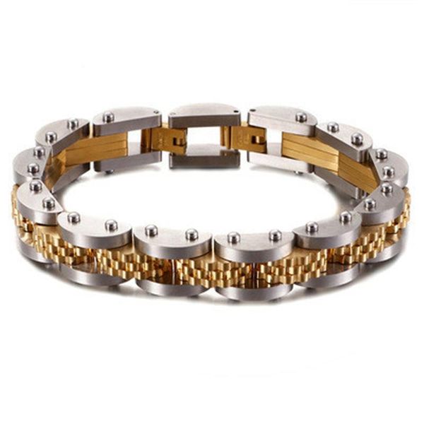 trendy hip hop bracelet street titanium steel bicycle chain men's watch strap personalized gold stainless jewelry charm bracelets, Golden;silver
trendy hip hop bracelet street titanium steel bicycle chain men's watch strap personalized gold stainless jewelry charm bracelets, Golden;silver