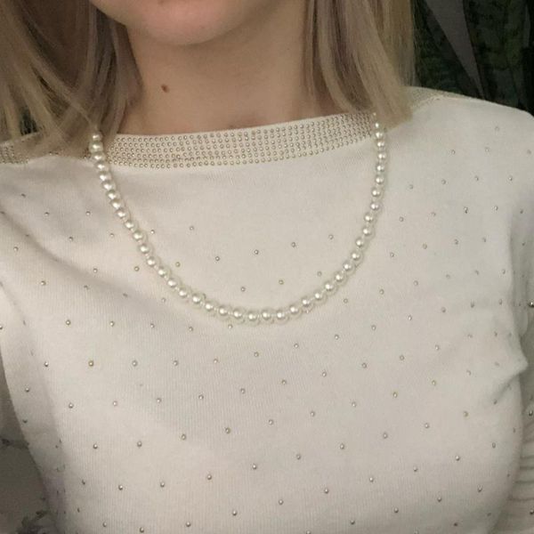 chains korean elegant pearl choker necklace for women collar simple clavicle chain necklaces jewelry all match accessories, Silver
chains korean elegant pearl choker necklace for women collar simple clavicle chain necklaces jewelry all match accessories, Silver