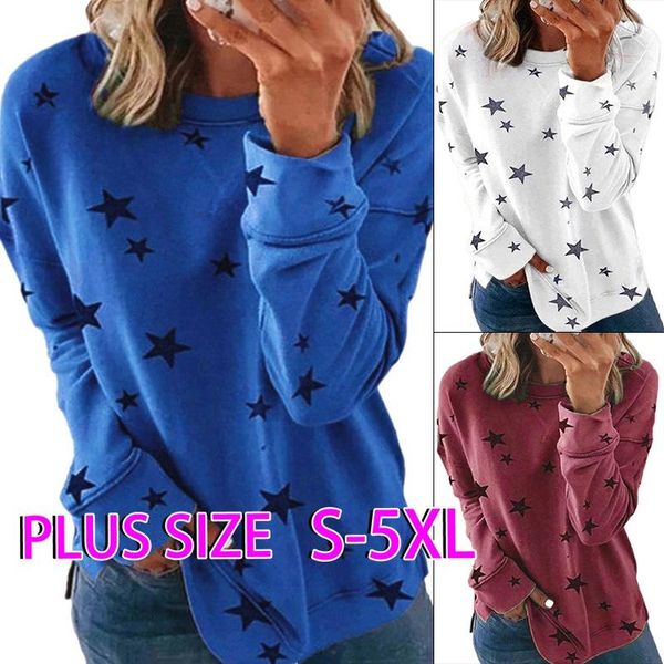 women's t-shirt plus size s-5xl women 2021 spring long sleeve star printed o neck loose casual solid color bottoming tee, White
women's t-shirt plus size s-5xl women 2021 spring long sleeve star printed o neck loose casual solid color bottoming tee, White