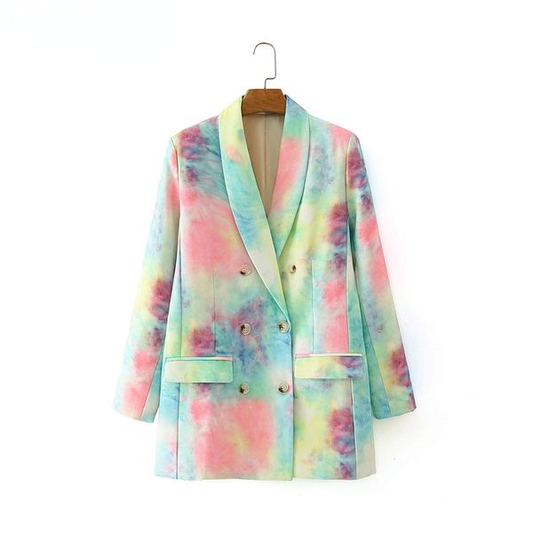 tangada korean style women colorful tie dye blazer coat vintage double breasted long sleeve female outerwear chic da129, White;black
tangada korean style women colorful tie dye blazer coat vintage double breasted long sleeve female outerwear chic da129, White;black