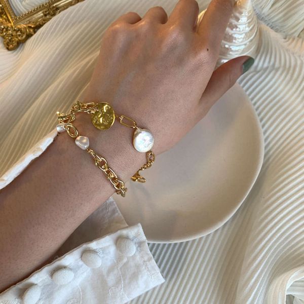 korean style fashion niche design portrait chain pearl plated exaggerated mix bracelet, Black
korean style fashion niche design portrait chain pearl plated exaggerated mix bracelet, Black