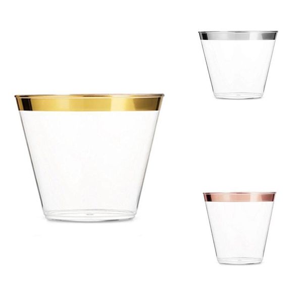 100pcs hard plastic wine cup disposable 9oz gold rim color fit party cups & straws
100pcs hard plastic wine cup disposable 9oz gold rim color fit party cups & straws