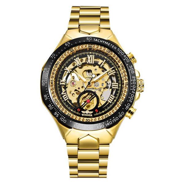 wristwatches winner fashion gold stainless steel men's mechanical watch hollow automatic explosion models reloj hombres, Slivery;brown
wristwatches winner fashion gold stainless steel men's mechanical watch hollow automatic explosion models reloj hombres, Slivery;brown