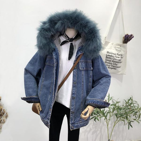 women's jackets harajuku hooded faux fur collar denim jacket winter women warm plush lining coat long sleeve casaco feminino casual str, Black;brown
women's jackets harajuku hooded faux fur collar denim jacket winter women warm plush lining coat long sleeve casaco feminino casual str, Black;brown