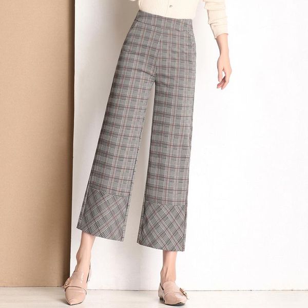 women's pants & capris 2021 spring plaid basic women casual high waist wide leg female office lady straight trousers bottoms, Black;white
women's pants & capris 2021 spring plaid basic women casual high waist wide leg female office lady straight trousers bottoms, Black;white