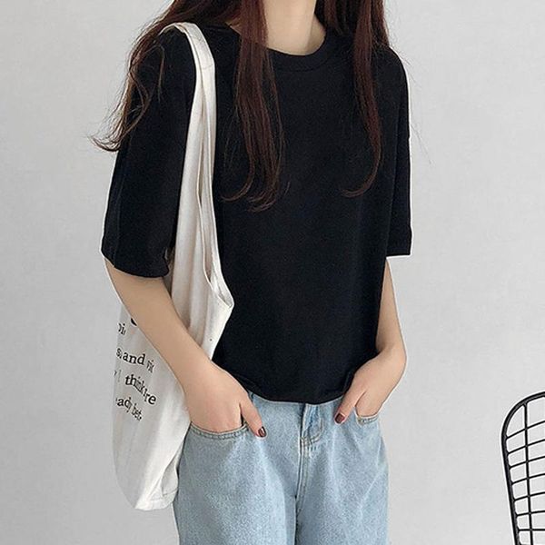 women's t-shirt casual loose solid women t-shirts 2021 summer o-neck short sleeve cotton female tees simple all-match, White
women's t-shirt casual loose solid women t-shirts 2021 summer o-neck short sleeve cotton female tees simple all-match, White